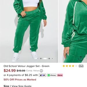 Old School Velour Jogger Set - Green